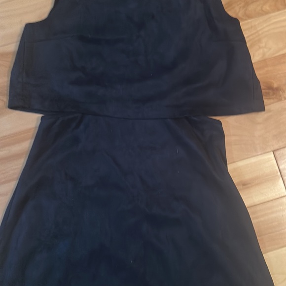 Fashion Union Faux Suede Layered Crop Aline Dress blue size xs - Picture 6 of 14